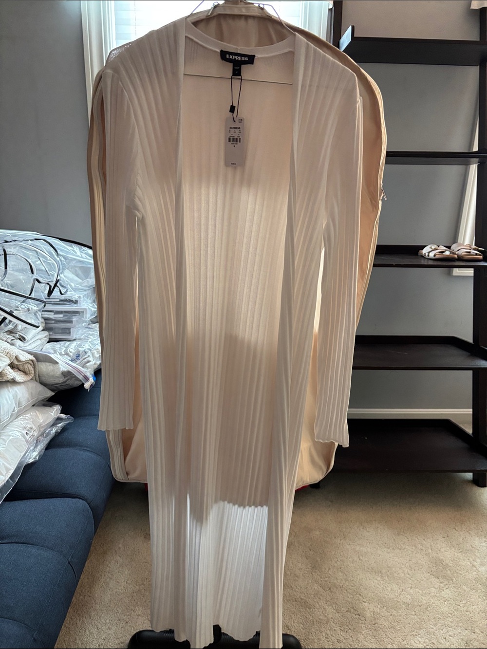 Express Cream Pleated Maxi Dress